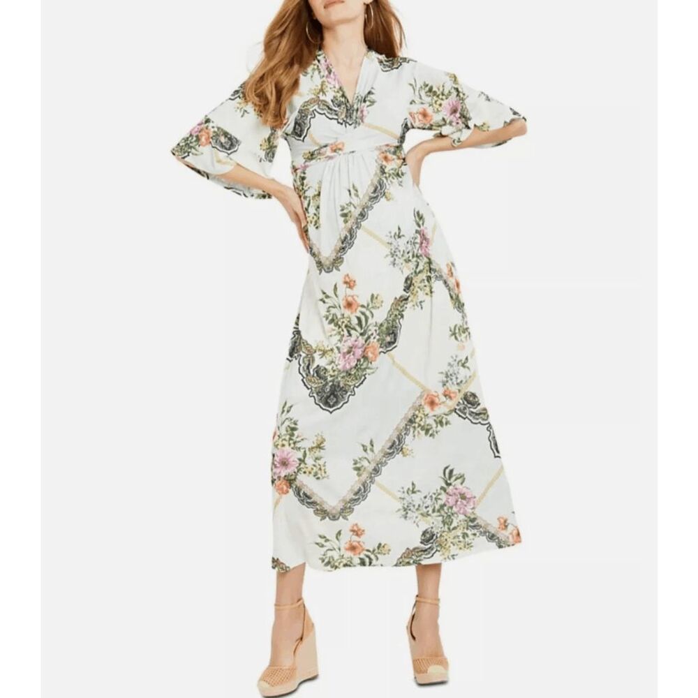 Jessica Simpson NWT Kimono Sleeve Maternity Dress White Floral Sz Small, MP $80